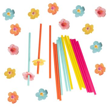 Farverige papsugerør med  Blomster  16x