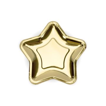 Guld Stjerne Paptallerken 6x - 23 cm