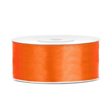 Orange satinbånd - 25 mm x 25 m
