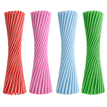 Farvet sugerør plast ø6mm 50x - 22 cm