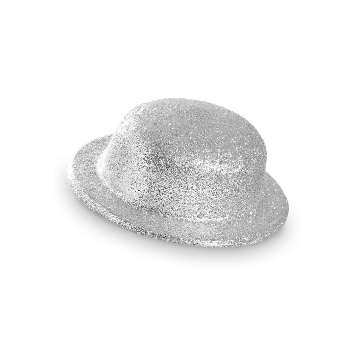 Bowlerhat sølv glitter