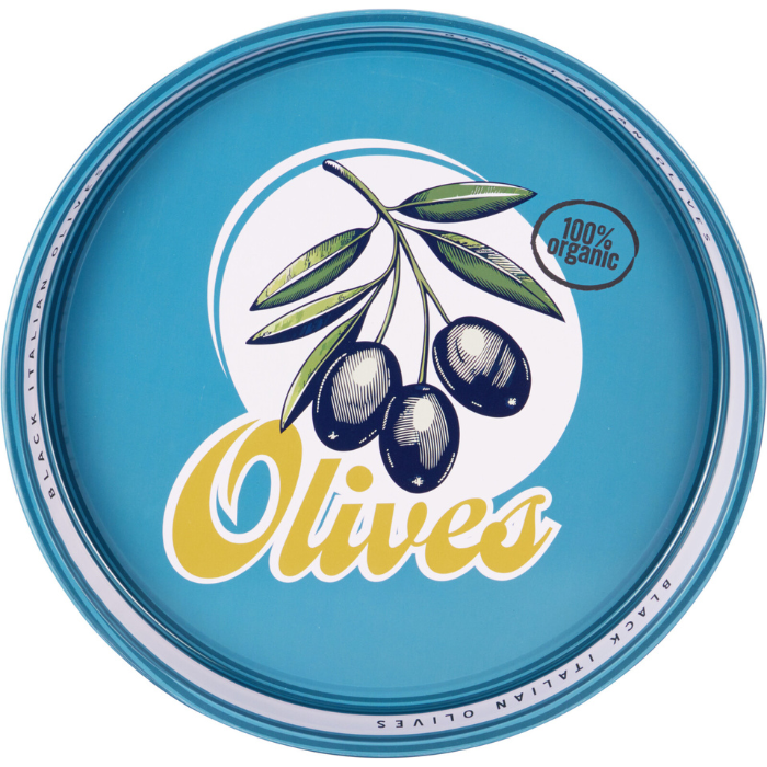 Oliven serveringsbakke i tin Ø32x4 cm