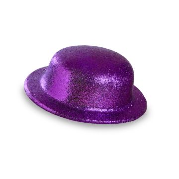 Bowlerhat lilla glitter