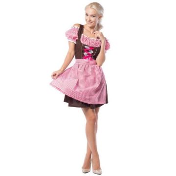Oktoberfest kjole Anne-Ruth pink og brun