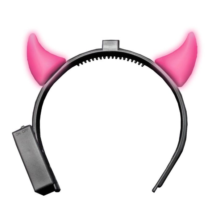 Djævlehorn med lys inkl batterier pink