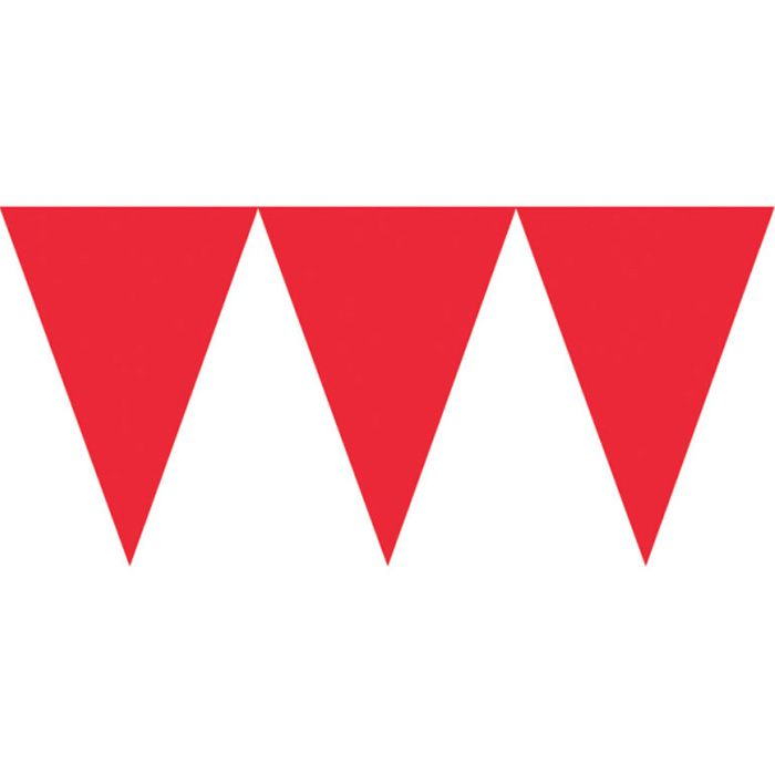 Rød Plastik Flagguirlande - 4,5 meter