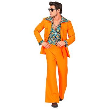 70'er disco kostume i orange til herrer