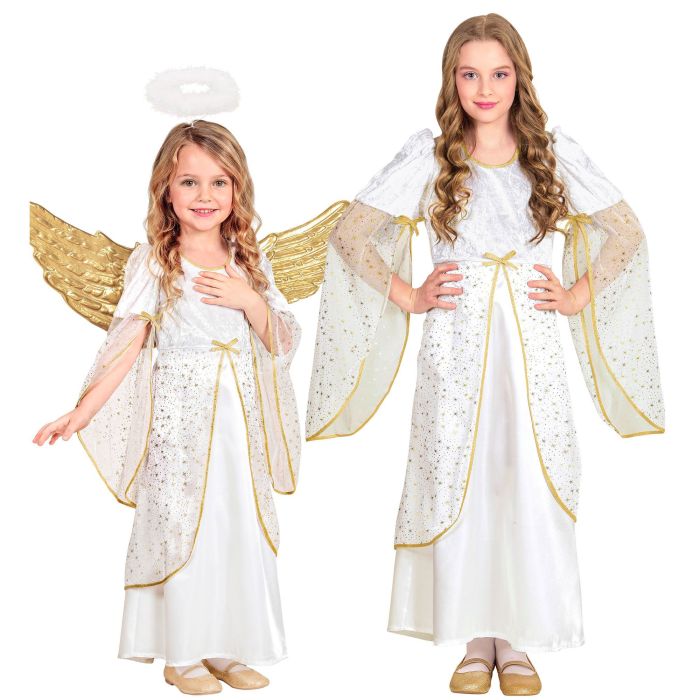 Engel kostume i hvid og guld til piger