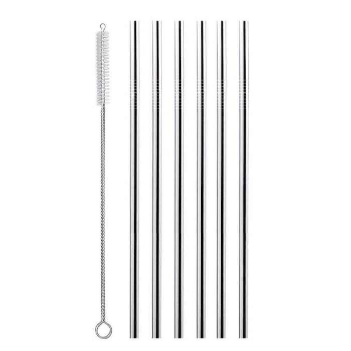Stål sugerør 6x m. renser - 13 cm