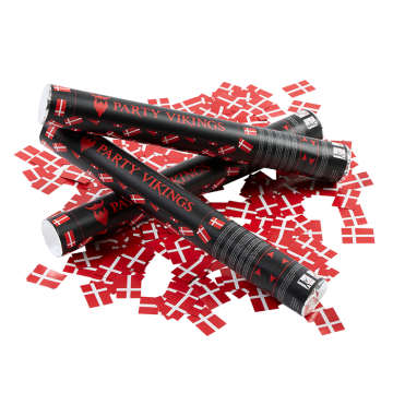 Rød, hvid, Dannebro konfettirør 40 cm PartyVikings