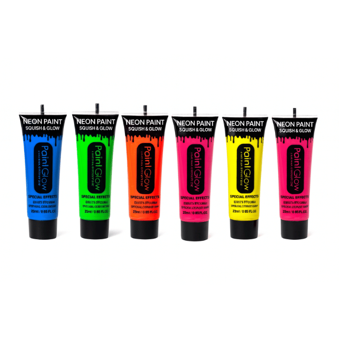 UV kropsmaling 25 ml 6x pakke neon