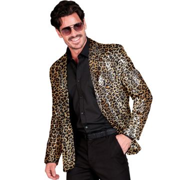 Guld leopardpailletjakke til fest