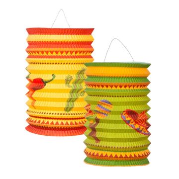 Mexicanske papir lanterner 2x   - 9x16 cm