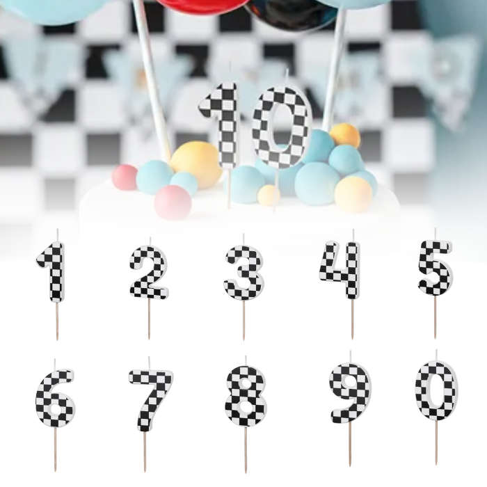 Kagelys med Racer motiv 0-9 - 5,5 cm
