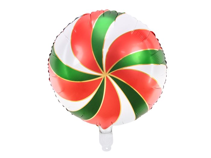 Slik folieballon i rød, hvid og grøn - 35 cm