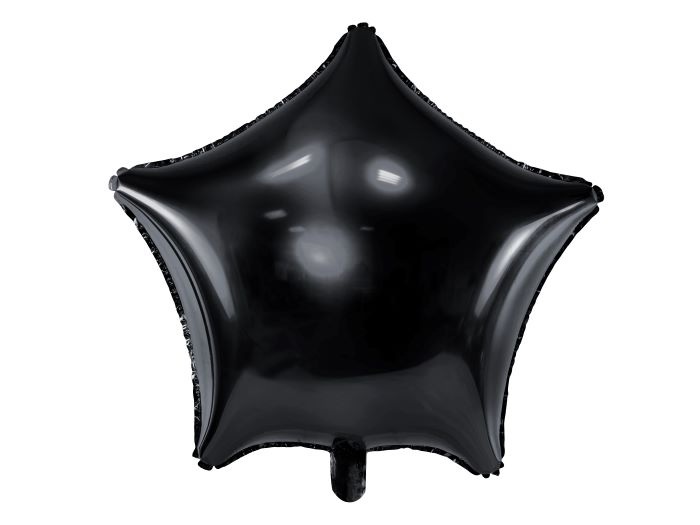 Sort stjerne folieballon - 48 cm