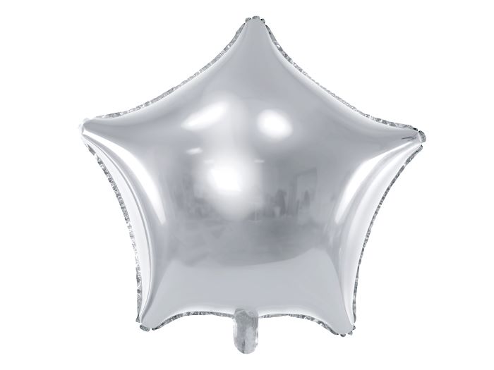 Metallisk sølv stjerne folieballon - 48 cm