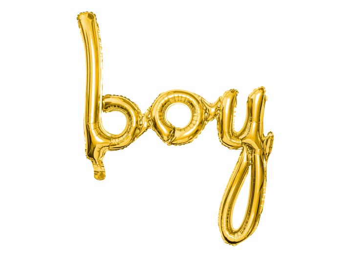 Guld farvet Boy bogstav folieballon til dreng - 74x63,5 cm