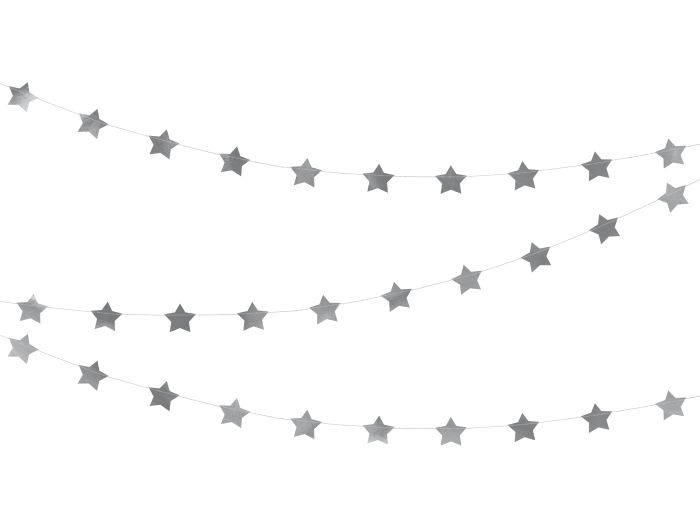 Sølv stjerne guirlande - 3,6 m