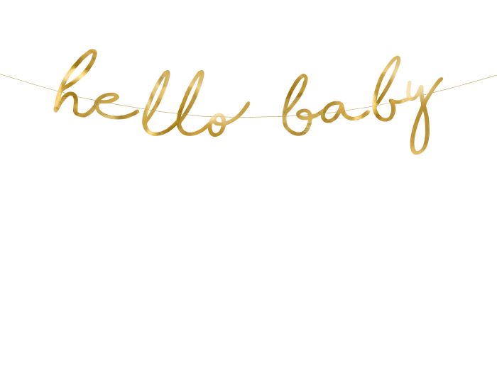 Hello Baby guirlande med guld skrift - 70x18 cm