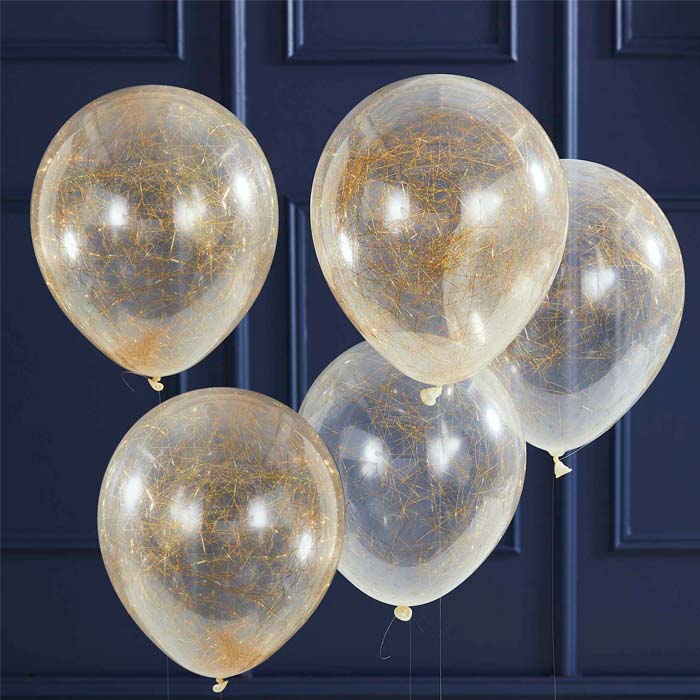 Balloner med Guld Englehår 5x - 30 cm