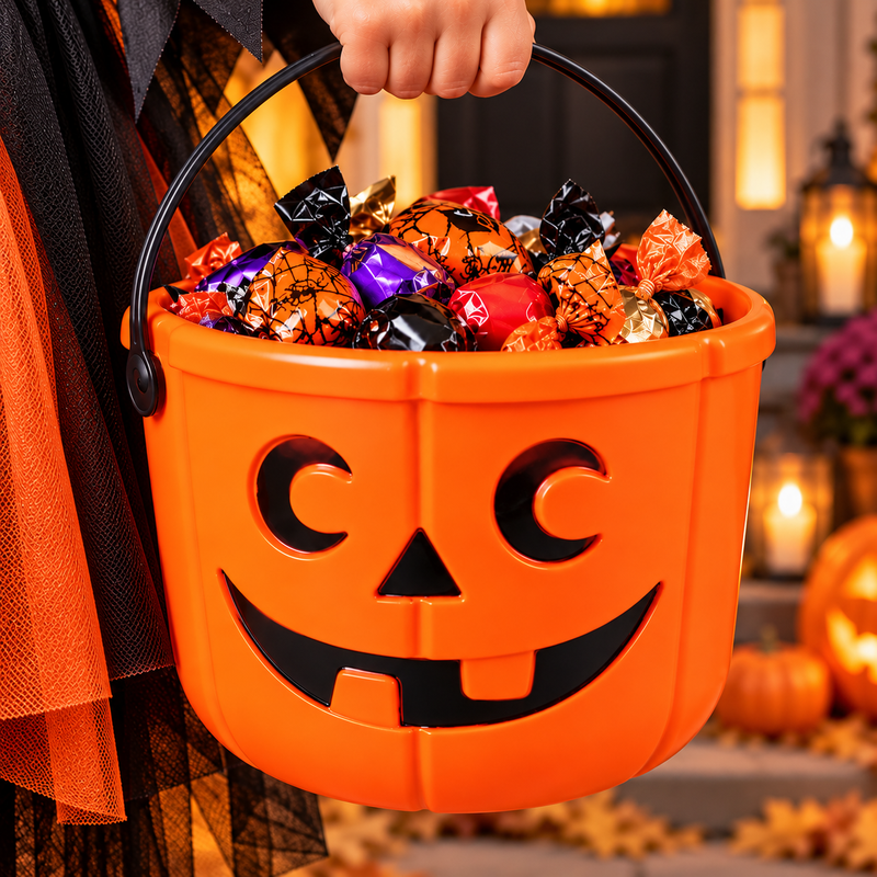 Græskar spand Halloween slikspand 3,6 liter - 14x18 cm
