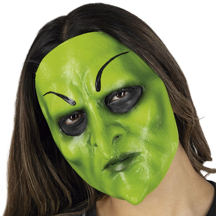 Uhyggelig grøn hekse maske