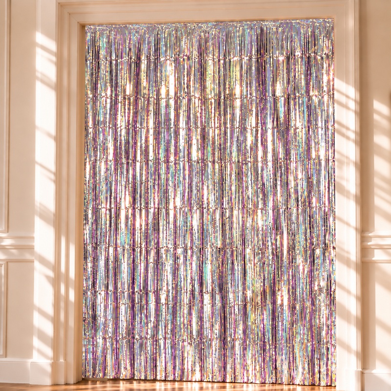 Holografisk Glimmerforhæng - 100 x 240 cm