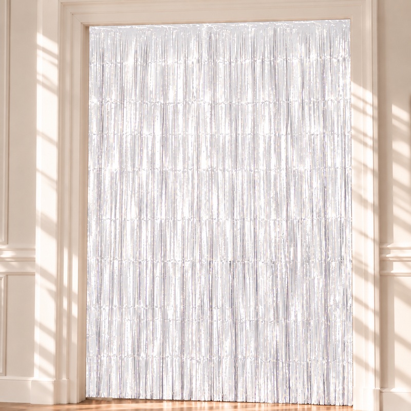 Hvid Glimmerforhæng - 100 x 240 cm