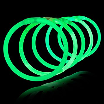 Grønne knæklys 100x - Selvlysende armbånd