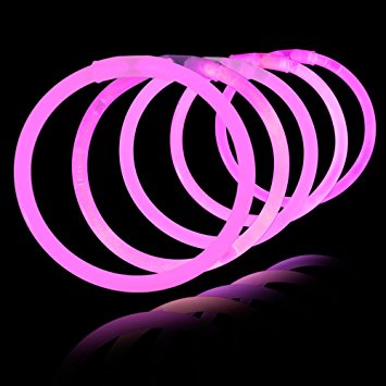 Pink knæklys 100x - Selvlysende armbånd