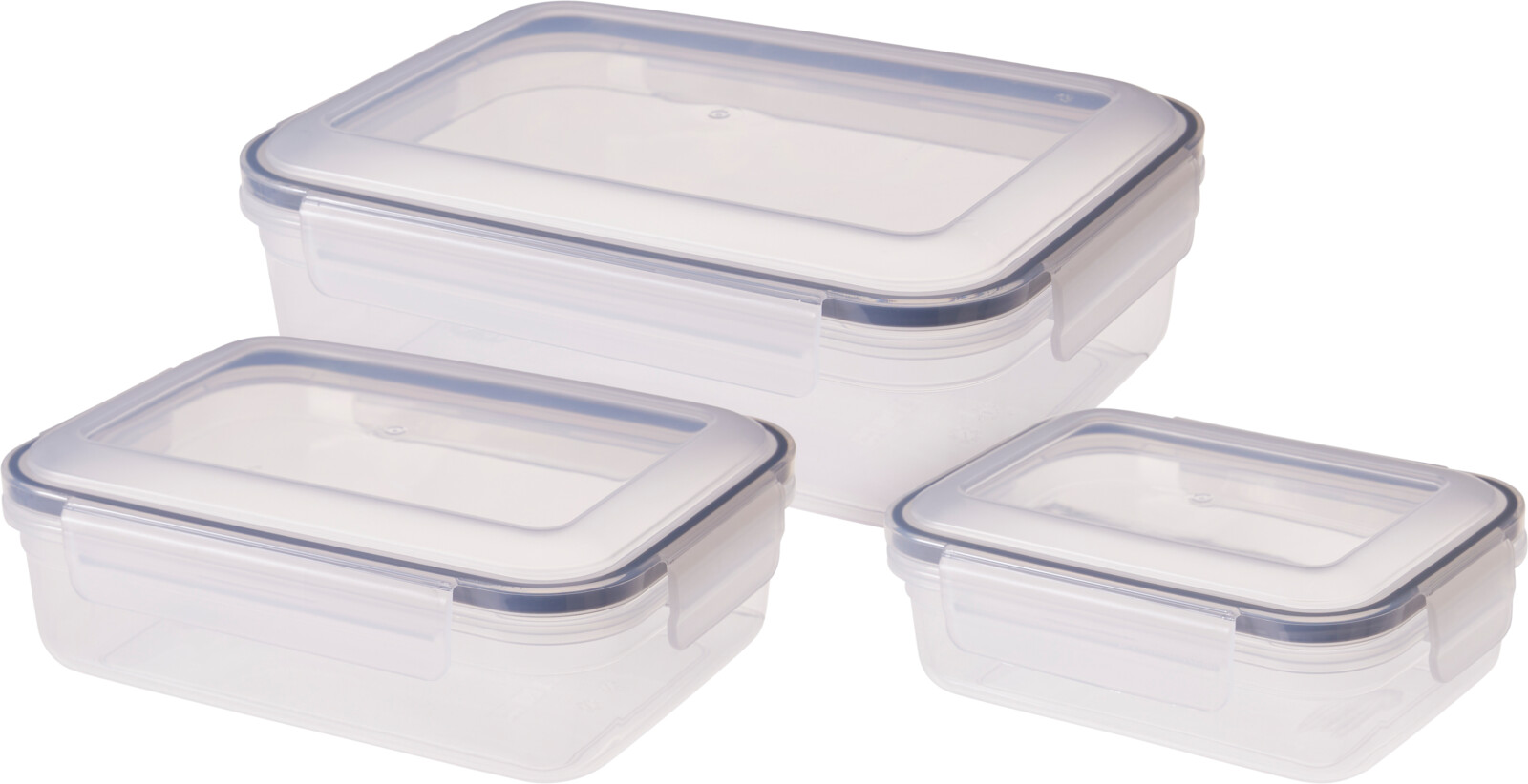 Opbevaringsbokse 3 stk. med silikonering 600-2000 ml