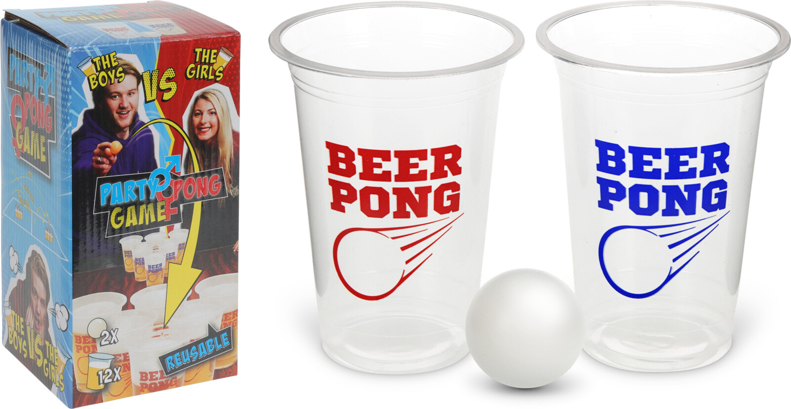 Beer pong spil med genanvendelige bægre, 14 dele