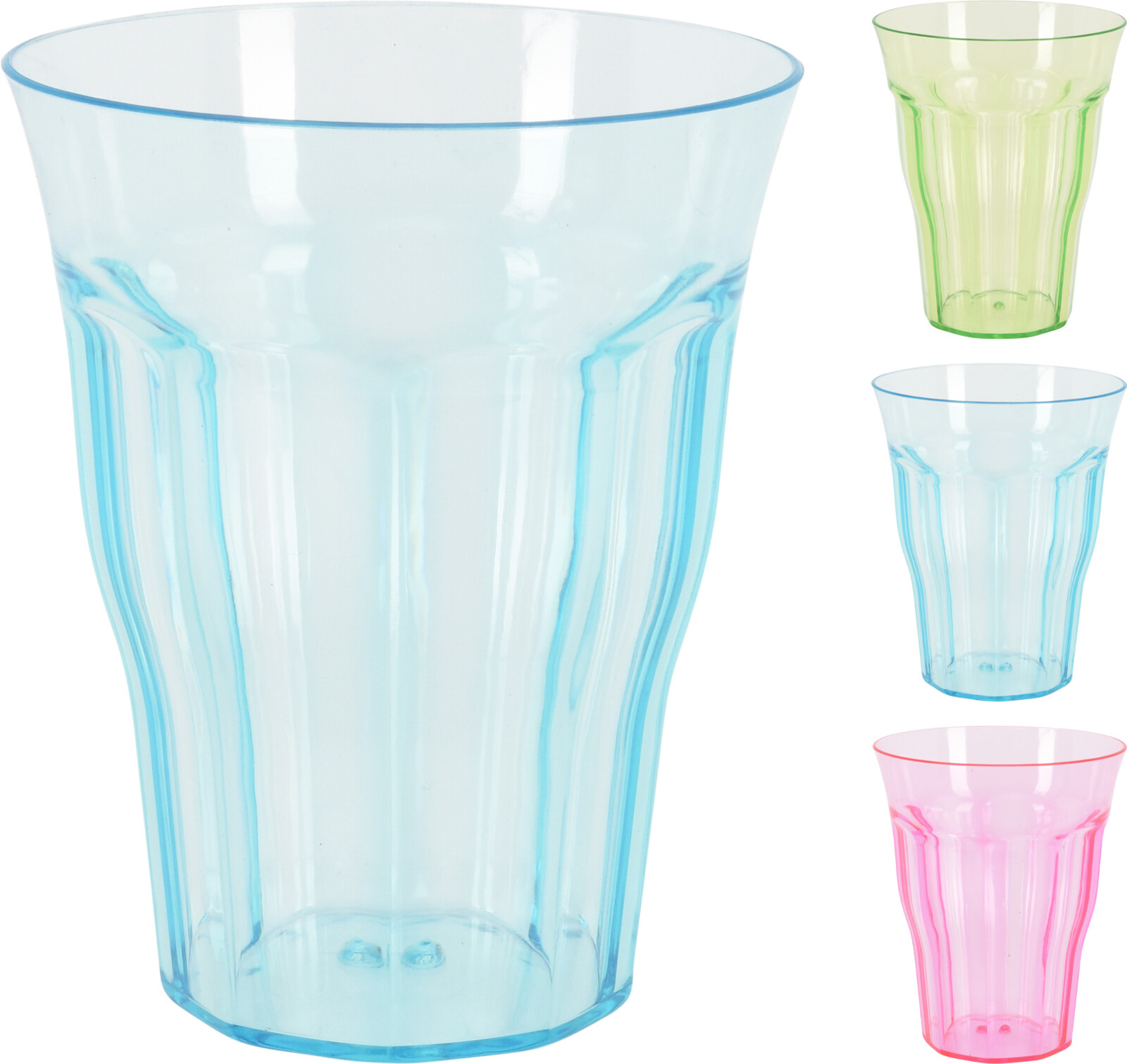 Drikkeglas i plast med facetdesign 340 ml