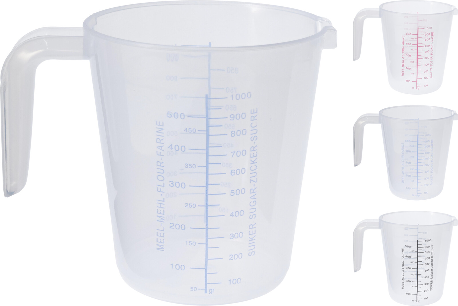 Gennemsigtig målekande med hank 1 liter