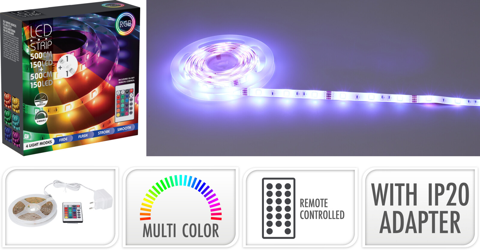 RGB LED-strip 10 meter med fjernbetjening