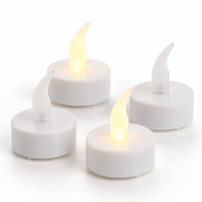 LED-fyrfadslys 4 stk. med timer og flakkende lys