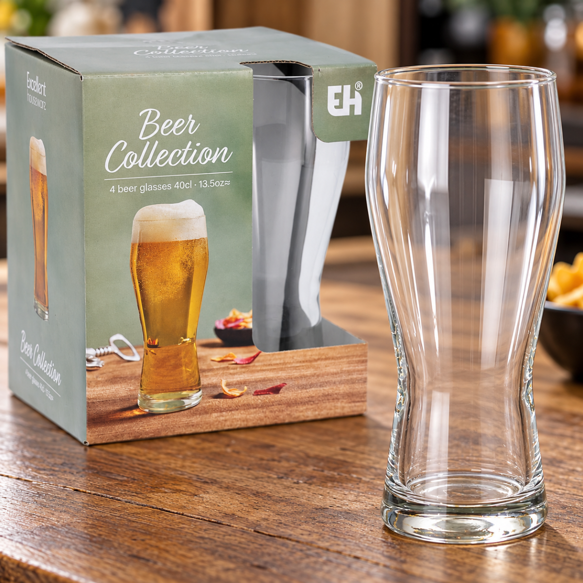 Ølglas uden stilk 4x 40 cl klart glas