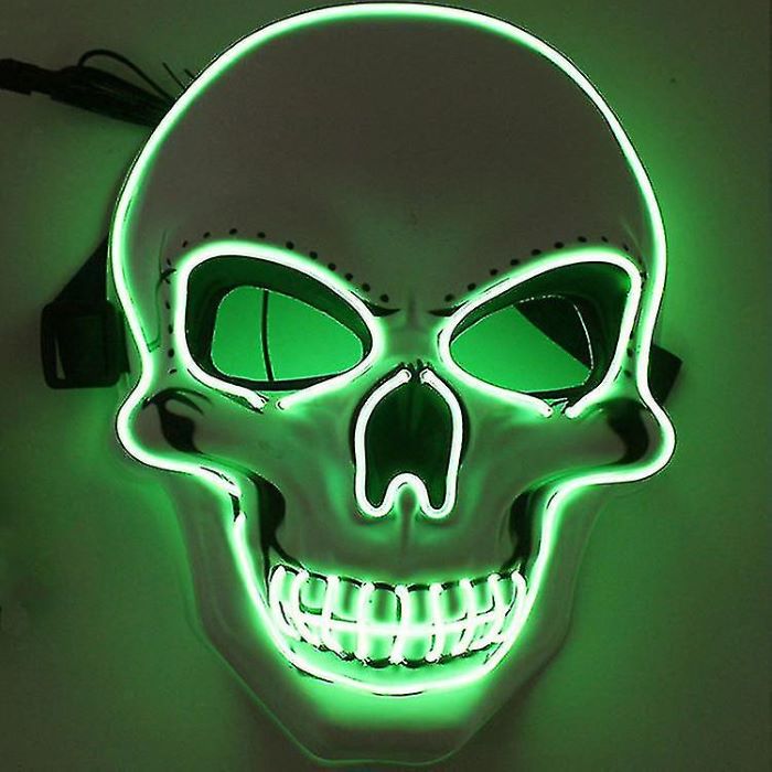 Uhyggelig halloween LED maske - Grønt kranie