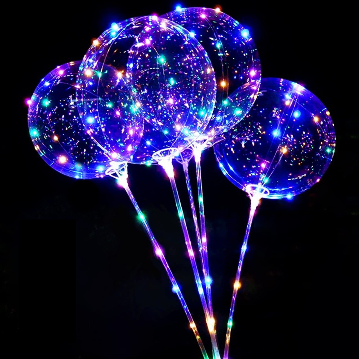 LED ballon multifarvet 50 cm 3 meter