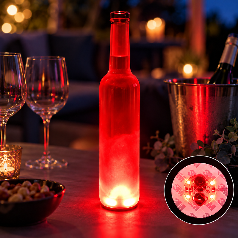 LED flaske lys rød skum coaster 50x - med selvklæbende tape