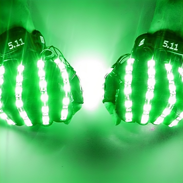 Køb Sjove handsker med LED i grøn - Pris 279.00 kr.