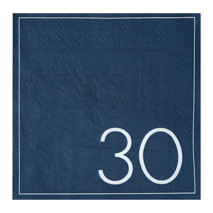 30 Års Fødselsdags Servietter i Blå 16x