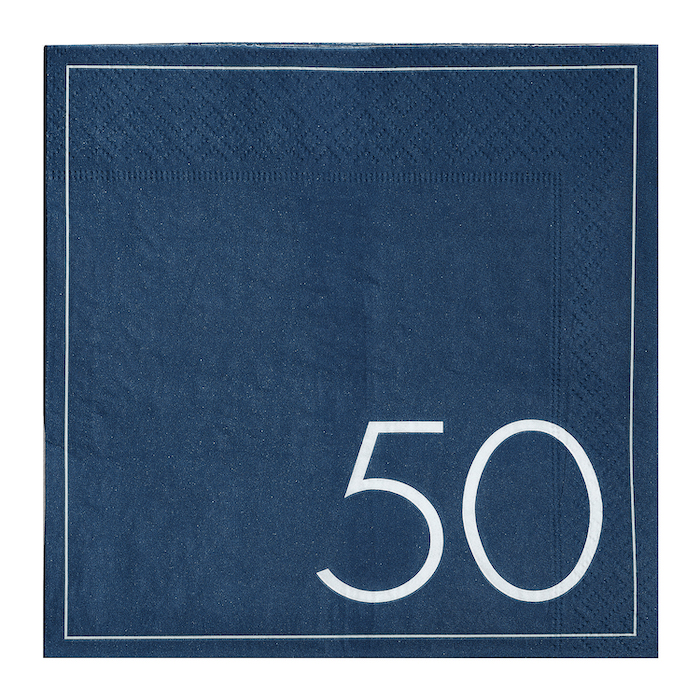 50 års fødselsdags servietter i Blå 16x