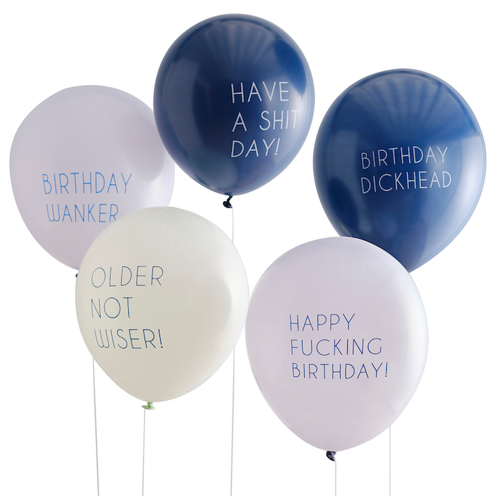 Fødselsdagsballoner Med Uartig Tekst 5x