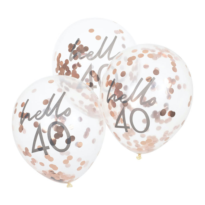 Hello 40 rose gold fødselsdagsballoner 5x
