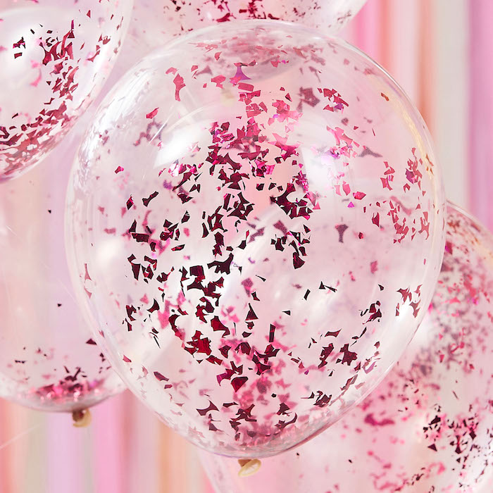 Pink Konfetti Ballon 5x - 30 cm
