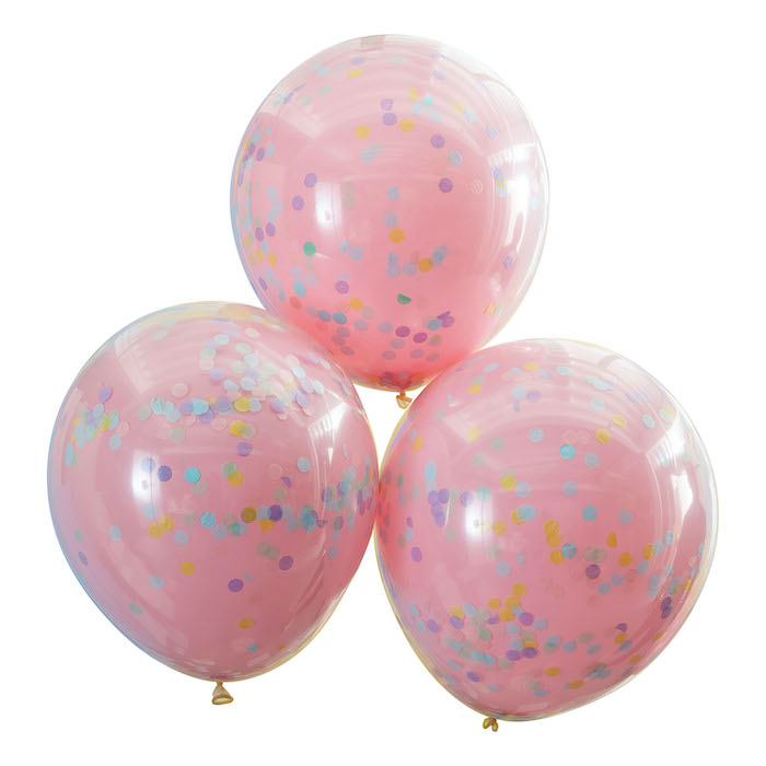 Dobbeltlags konfetti balloner lyserød 3x