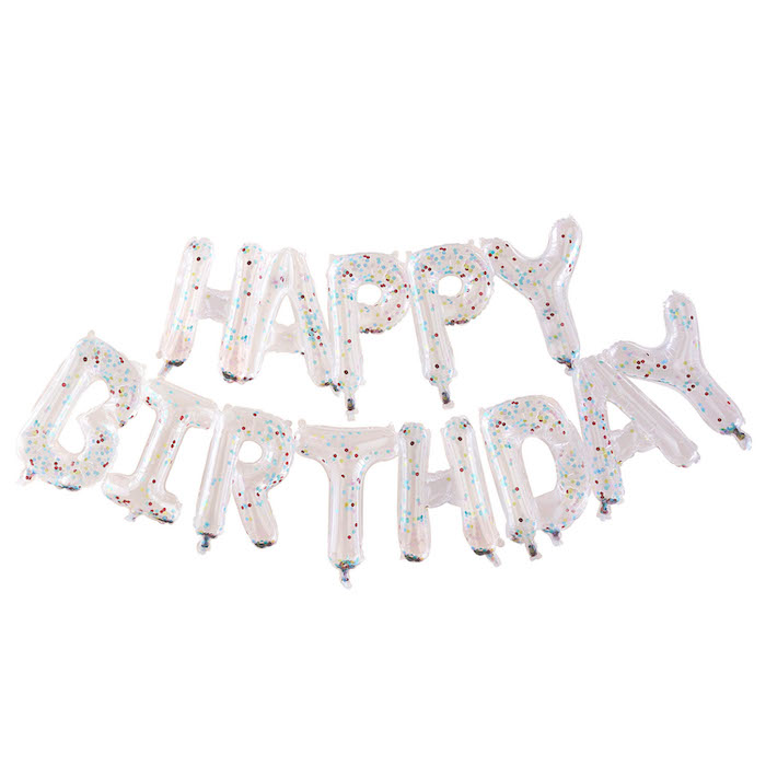 Klar Happy Birthday Konfetti Balloner