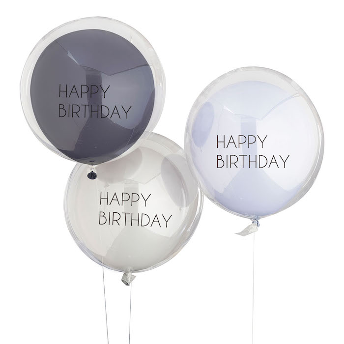 Dobbeltlags Happy Birthday Balloner Blå 3 stk. - 45 cm
